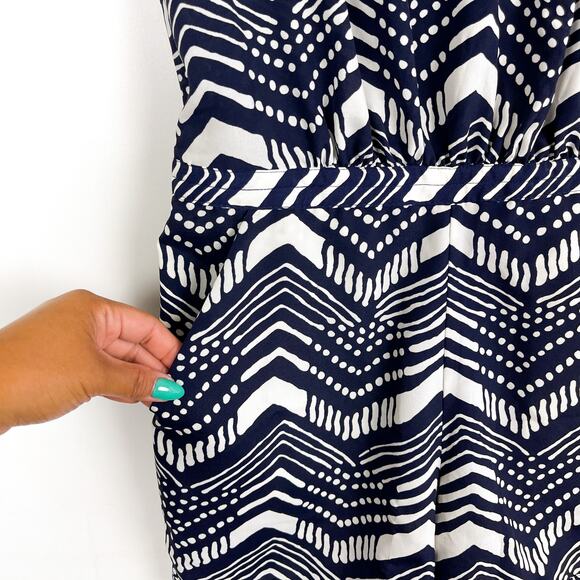 J.Crew Factory Womens 00 Polyester Romper Shorts Tribal Print Navy Blue - Picture 3 of 10